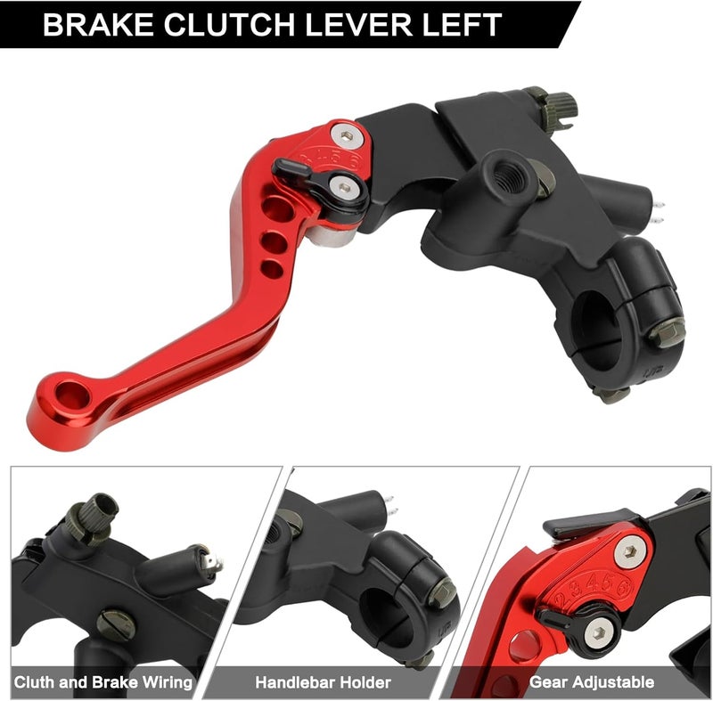 RIDLOG Universal CNC Motorcycle 7/8" 22mm Handlebar Brake Master Cylinder Clutch Lever, Dirt Bike Mini Bike Brake Lever, Brake and Clutch Lever Set Fit for Honda Kawasaki Suzuki Yamaha (Red) - Image 3
